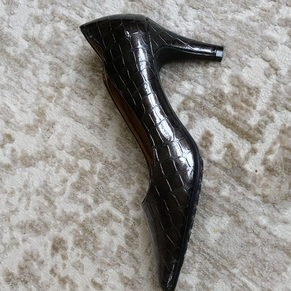 Soft Style Hush Puppies Crocodile Lightweight Heels Pumps 7.5M Black Brown - Picture 5 of 16